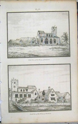 Original alter antiker Druck 1801 Lysons South North View Priory Deerhurst 19.