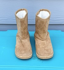 FabKids Faux Suede Winter Slipper Boots Mid Calf Tan Child Size US 13