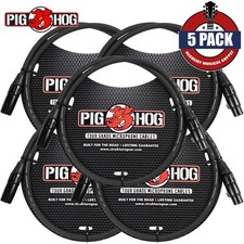 5-PACK Pig Hog 6FT XLR M to XLR F 8mm Tour Grade Shielded Microphone Cable