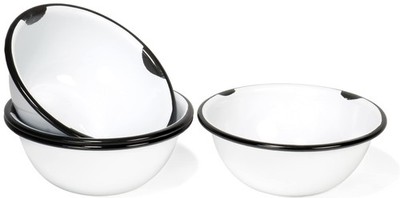 Red Co. Set of 4 Enamelware Metal Classic 20 oz, Distressed White/Black Rim 