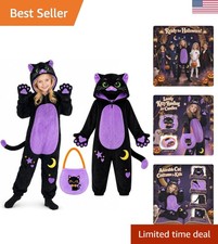 Festive Medium Black Cat Costume for Girls with Candy Bag   Dress Up Delight 