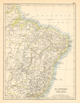 OSTBRASILIEN. Bahia Minas Gerais Pernambuco Marabhao. JOHNSTON 1897 alte Karte