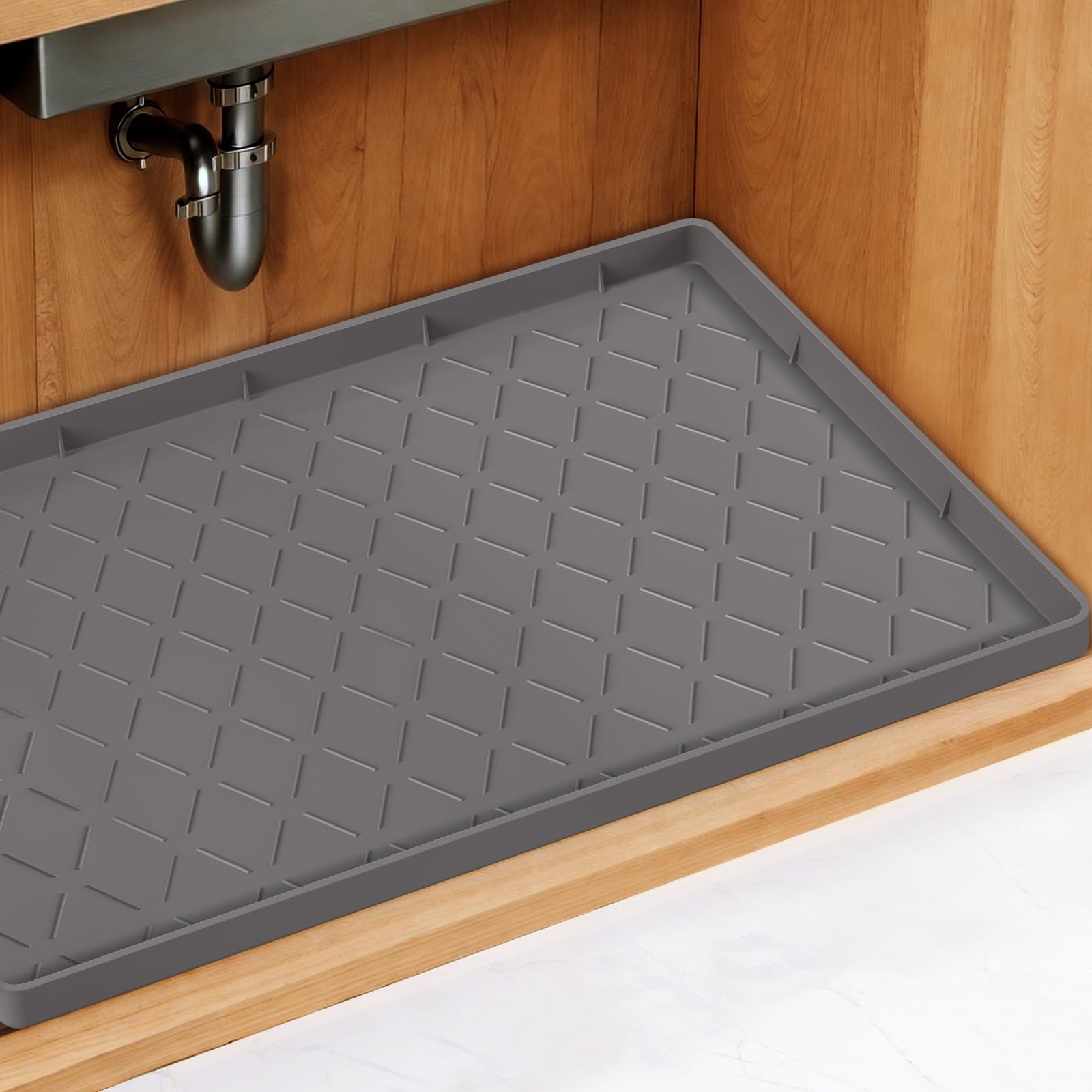 34x22 Inch Waterproof Silicone Sink Mat Non-Slip Kitchen Cabinet Liner