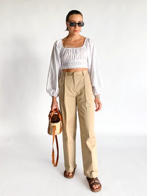 Matteau Broderie Shirred Decolette Blouse