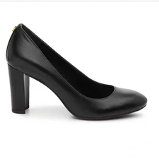Lauren Ralph Lauren Womens Marshal Pump Size 10 Black Leather 3.5" Block Heel
