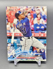 2018 Topps Holiday RONALD ACUNA JR. Base ROOKIE CARD HMW50 Braves RC. rookie card picture