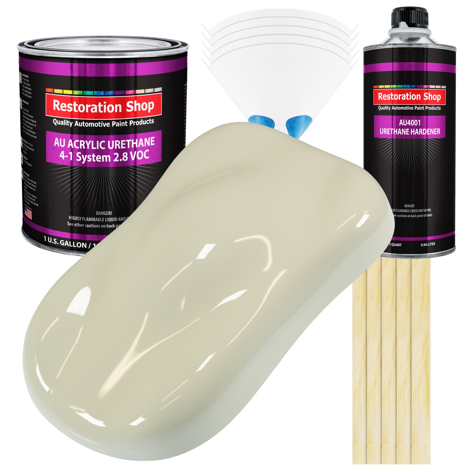 Restoration Shop Grand Prix White Acrylic Urethane Auto Paint Gallon Kit  