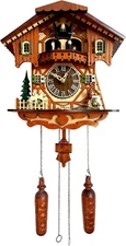 Traditional German Style Cuckoo Clock Black Forest House Clock with Moving Wo...