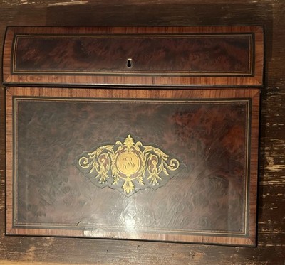 Antique French Napoleon III Marquetry Inlay 13'' Ecritoire Writer's Box Boulle