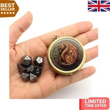 Unique 7PCS Antique Silver D&D Dice Set with Keychain Case for On-the-Go Fun