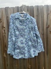 Coldwater Creek Shirt Womens medium lightweight top Button Up No Iron Cotton