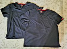 2 Count Dickies Scrub Short Sleeve Shirt Black Medical Uniform Womens Large