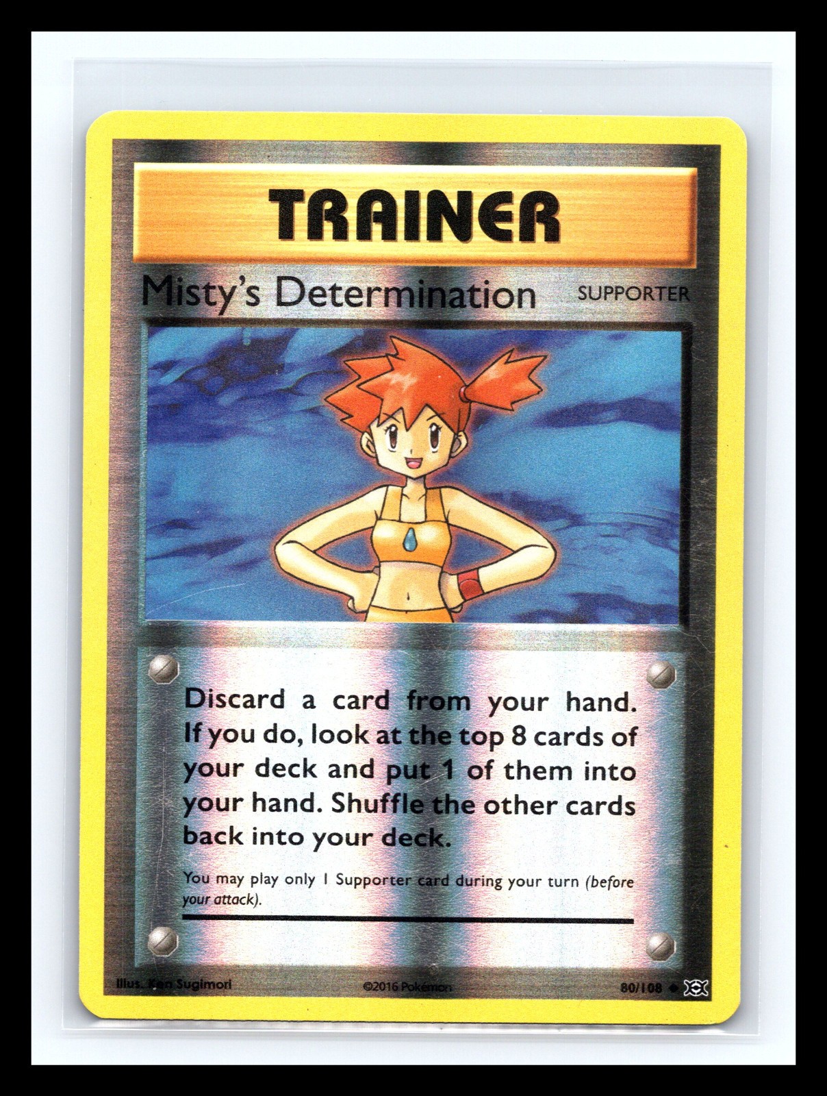 💥 Misty's Determination 80/108 Reverse Holo Pokémon 2016 XY Evolutions