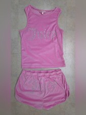 Juicy Couture Y2K Pink Velour Rhinestone Sleeveless Tank  Shorts Pajama Set