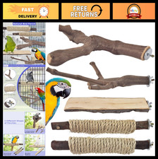 Large Bird Perch Stand 5PCS - Natural Wood Pole for Macaw  African Grey, Parrot
