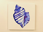 Original Blue Seashell Acrylic Painting on 12x12 Canvas Coastal Wall Art Decor — photo 2