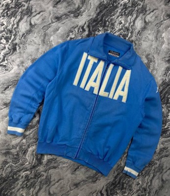 Vintage Kappa Italy Football Track Jacket Big Logo Men Size L Blue