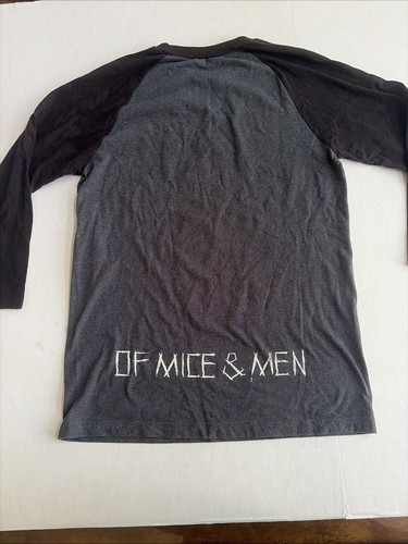 Of Mice Men Shirt Mens Medium Black Gray Bones Exposed Band Tee 3/4 Sleeve Rock - Picture 6 of 7