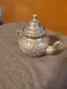 Vintage solid Brass Moroccan Handcrafted Engraved Small Tea Kettle