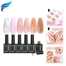 Beetles Sheer Elegance Nude Gel Nail Polish Set - 6 Colors Jelly Gel Polish K...
