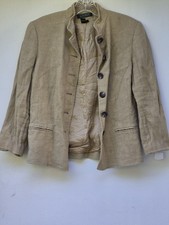 Ralph Lauren Vintage Beige 100 Linen Boho Casual Office Women's Blazer 2