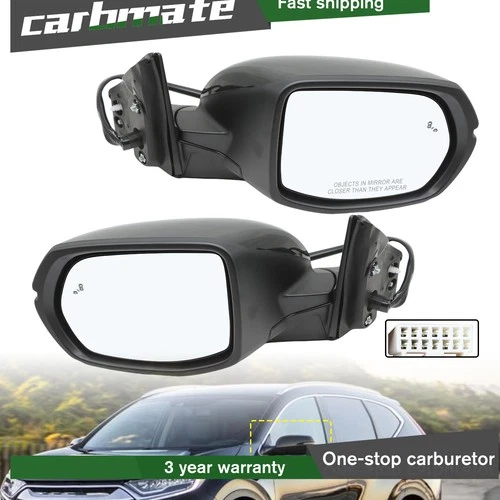 Heated For 17-22 Honda CR-V Power Mirror Set Signal Light Blind Spot Paintable