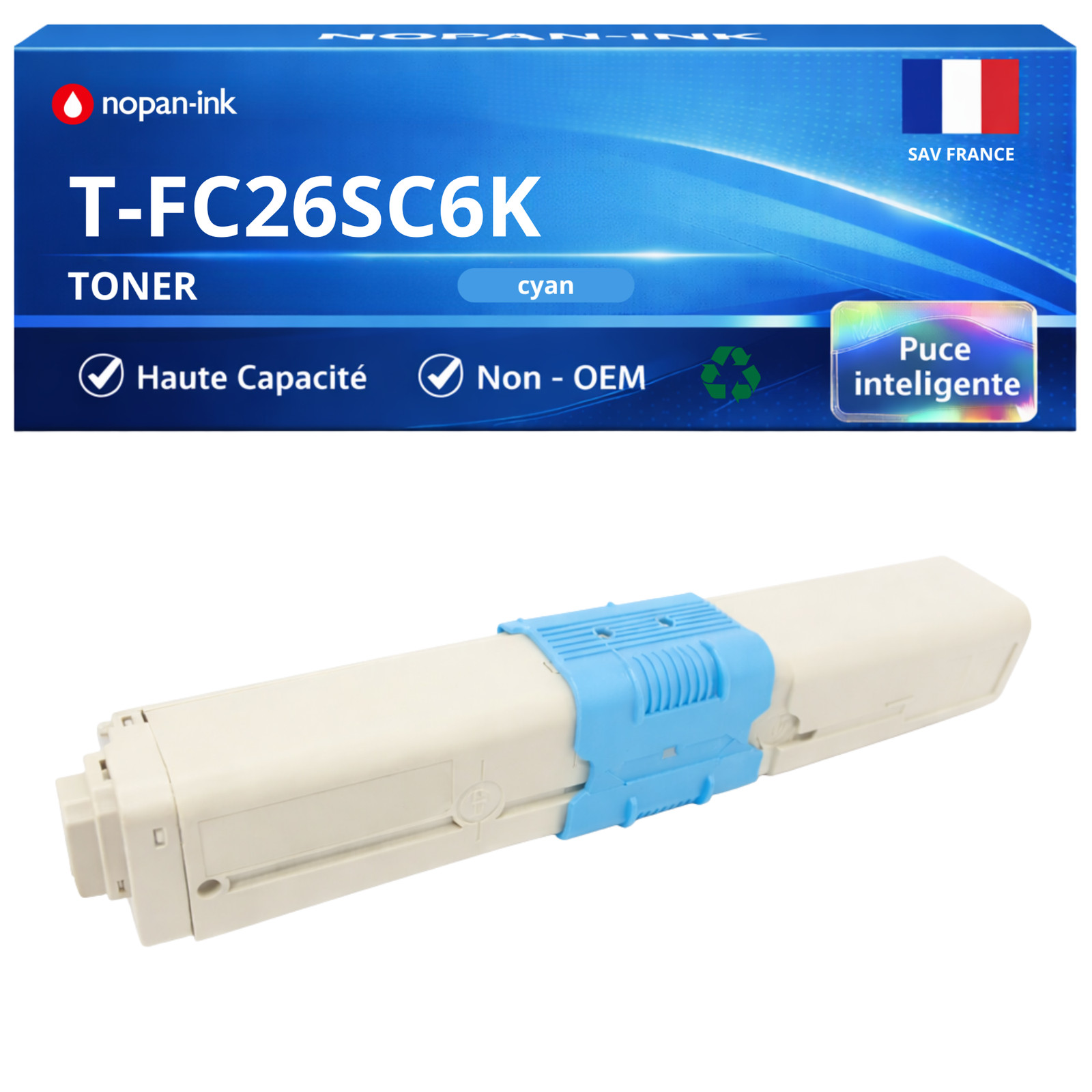 Toner cyan T-FC26SC6K compatible pour éviter les pannes d'encre de bureau 6B000000557