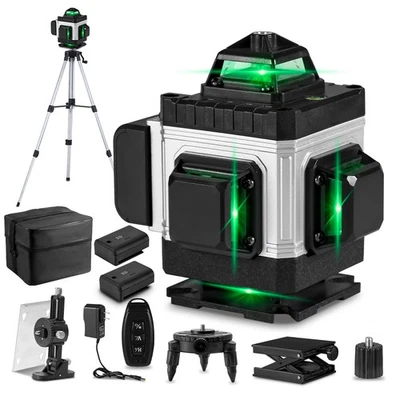 HGLINE 16 Line Laser Level +Level Stativ Wasserwaage 4D 360° Kreuzlinienlaser 2 Akku DE