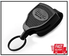 KEY-BAK SUPER48 Locking Retractable Keychain, Durable Polycarbonate Case, Leathe