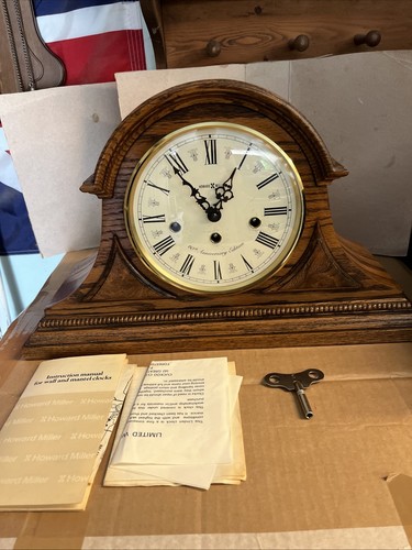 1986 Howard Miller 60th Anniversary Tambour Mantle Clock - Westminster Working.