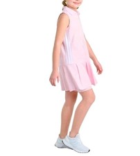 adidas Youth 3-stripe Polo Dress + Bike Shorts 2-pc Set Pink Size L (14) NWT