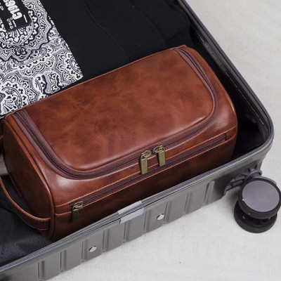 Leather Toiletry Bag for Men Women Dopp Kit Mens Hanging Toiletry Bag Travel