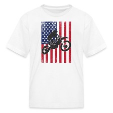 USA Dirt Bike  Motocross US Flag Kid's T-Shirt