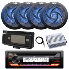 JVC Marine Stereo CD Receiver, Amp, 4x 6.5" LED Speakers, Cover Black , Antenna