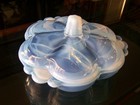 DUNCAN & MILLER CANTERBURY CAPE COD  BLUE OPALESCENT 3-PART COVERED CANDY/RELISH — photo 7