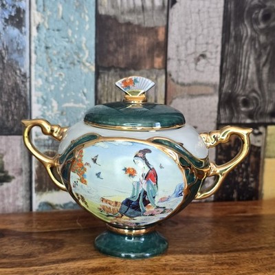 Vintage Ardleigh Elliott Porzellan Musik Schmuck Schale Schatulle Schönheiten rot Herrenhaus