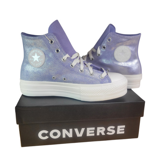 Converse Chuck Taylor All Star Lift Platform Shimmer Suede Lilac Womens Size 9