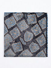 SANTOSTEFANO Black Blue Taupe 12" Silk Pocket Square Handkerchief NWT 150 New