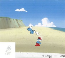 Smurf with Laser Background - Animation Cells - Animation Cels