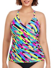 RELELCIGA Women  s Tankini Top V Neck Ruched Tummy Control Bathing Suit Top