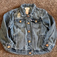 Tommy Bahama Kids Denim Jacket Distressed Button Up Size 6X Unisex