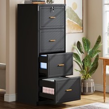 4-Drawer File Cabinet with Lock, Tall Wooden Filing Cabinets for Home Office