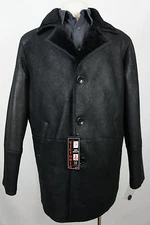 Men New 100% Genuine Real Shearling Leather Sheepskin Jacket Trench Coat S-6XL