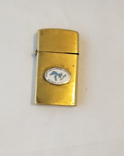 Untested Vintage Barlow Brass Lighter Great lake Plumbing Heating Co Advertise - Picture 2 of 12