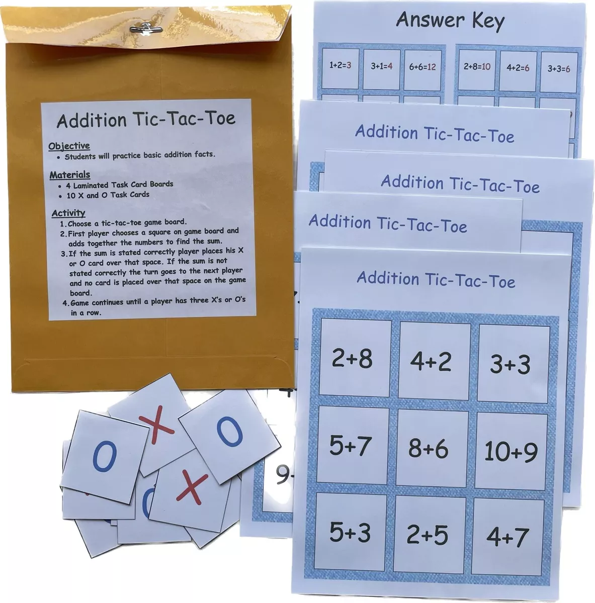 Fractions Tic-Tac-Toe with 5 Game Boards