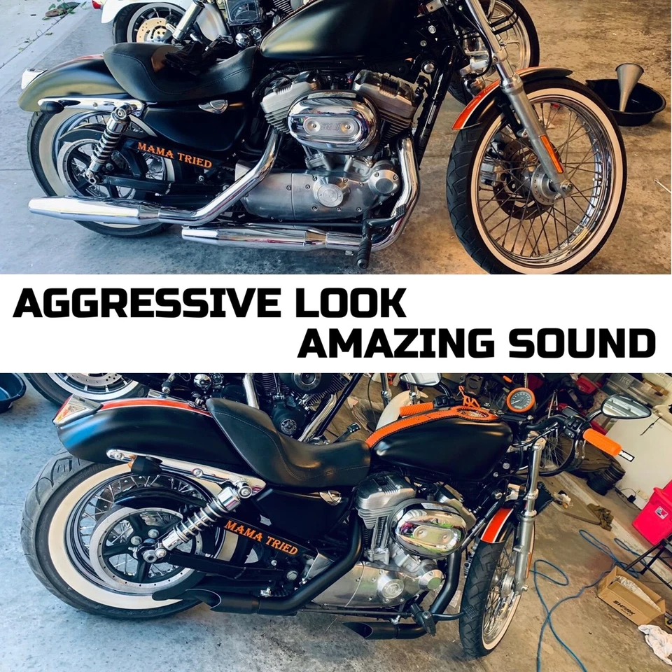 Escape antideslizante GP con deflector extraíble para bicicleta Harley Sportster 883, 1200 04-22 Foto 2 de 4