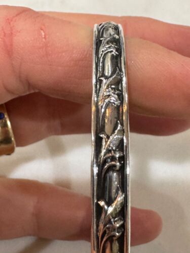 Vintage Danecraft Sterling Bangle Bracelet Leaf Motif