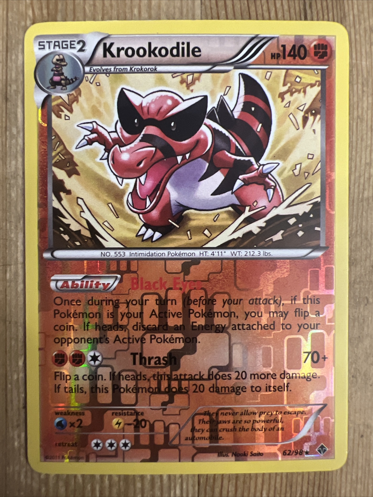 Krookodile - 62/98 - Rare - Reverse Holo LP, English Pokemon Emerging Powers