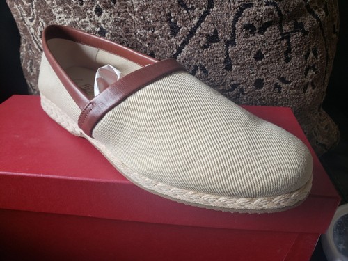 SALVATORE FERRAGAMO Penny Loafer Soft Beige Linen 10 UK /10.5 US $805 - Picture 4 of 18