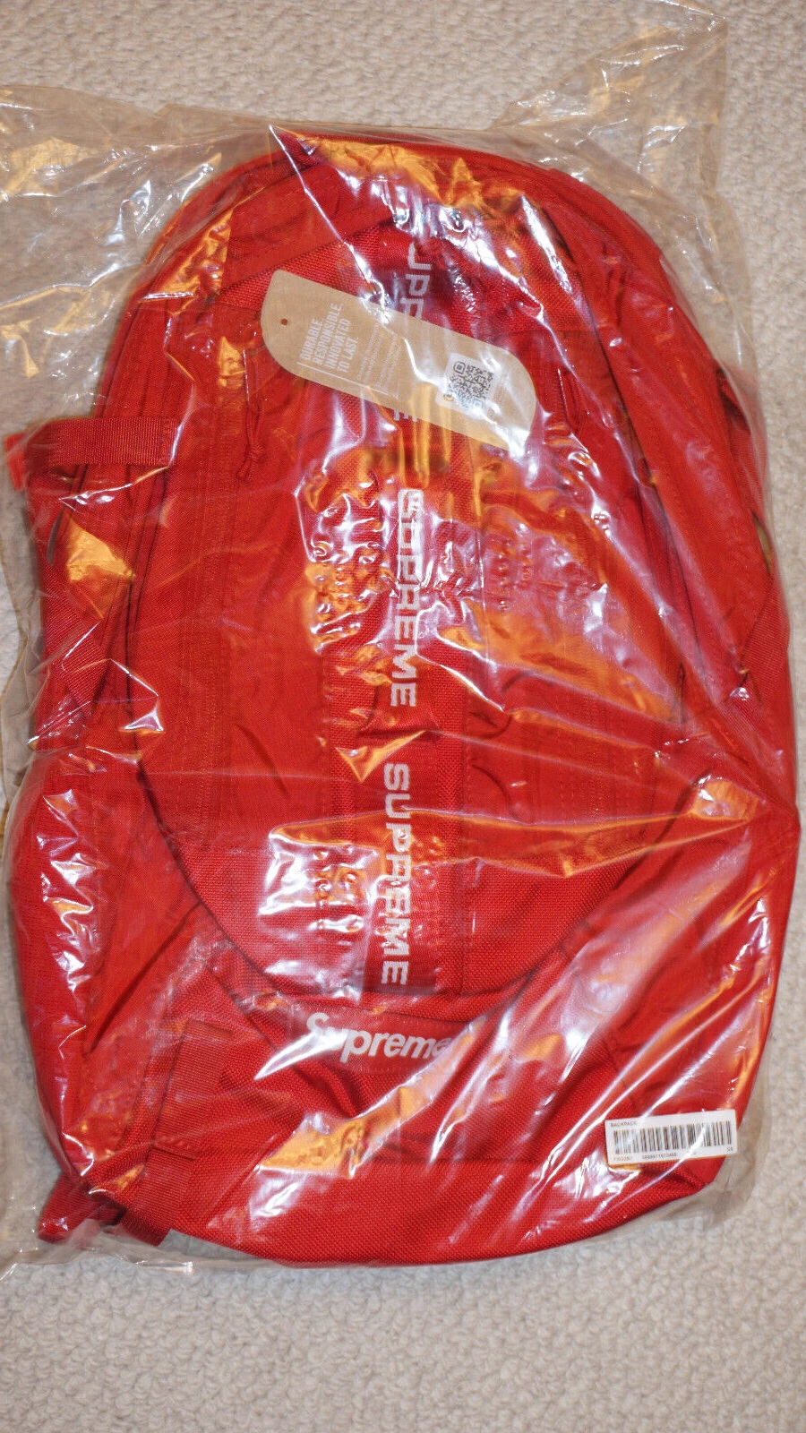 Sac à dos Supreme neuf FW22B7 rouge foncé 100% authentique